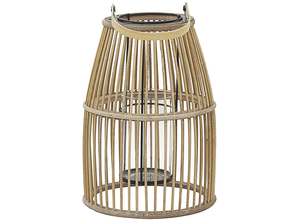 Beliani Laterne aus Holz 32 cm, beige style landhaus - Bambus