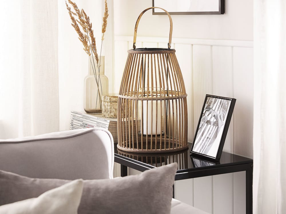 Laterne aus Holz 32 cm, beige - Maisons Du Monde