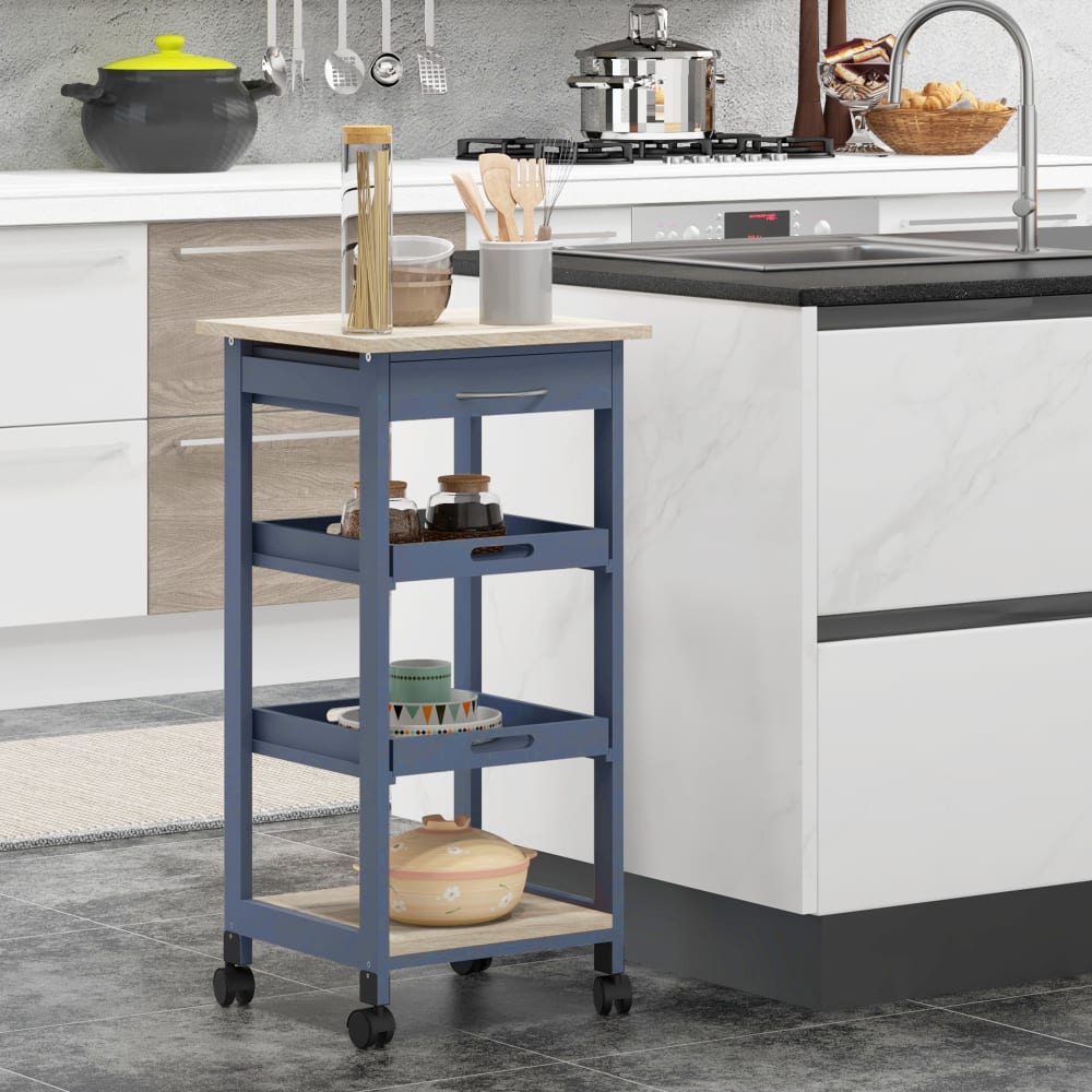Desserte cuisine panier plateaux tiroir étagère effet chêne clair - Maisons du Monde