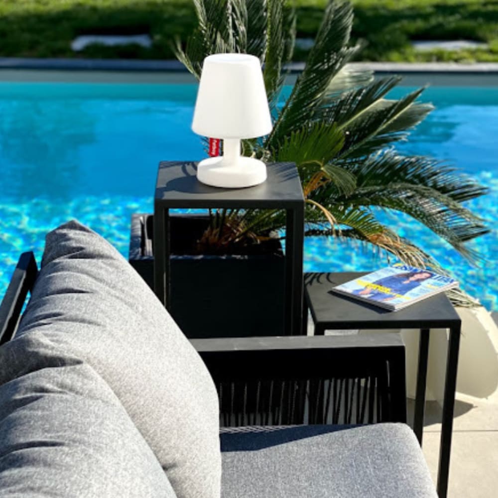 Table d'appoint de jardin acier noir H50cm