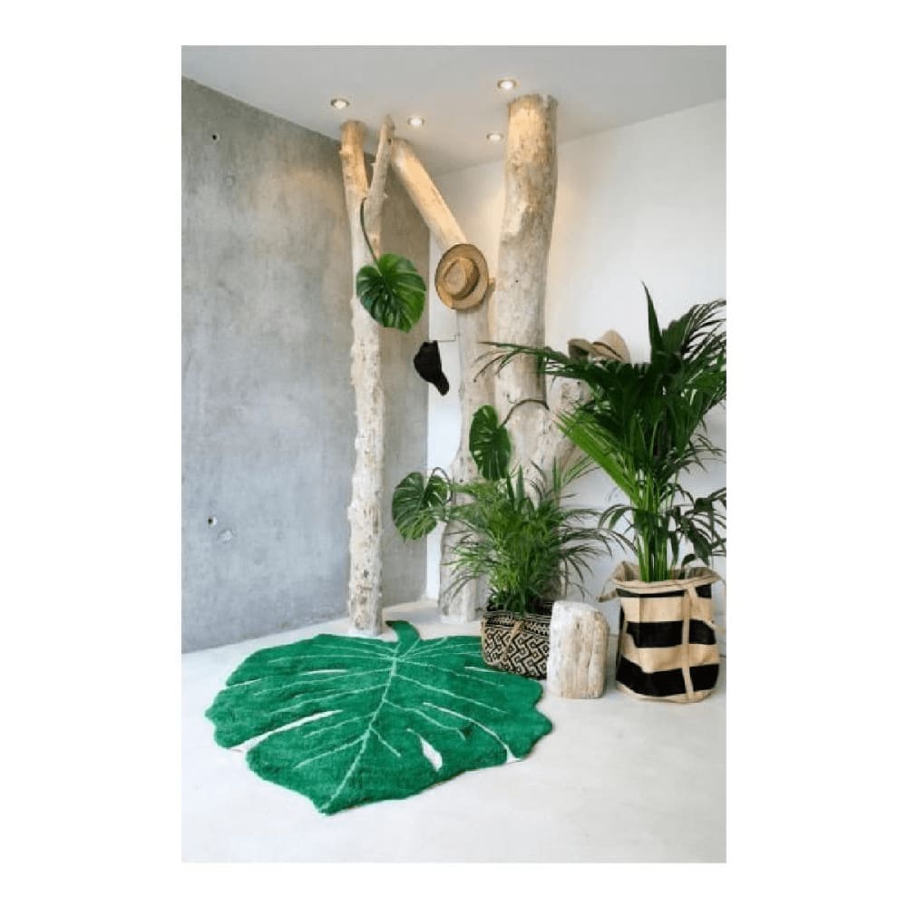 Tapis coton motif feuille tropicale monstera 120x160 - Maisons du Monde