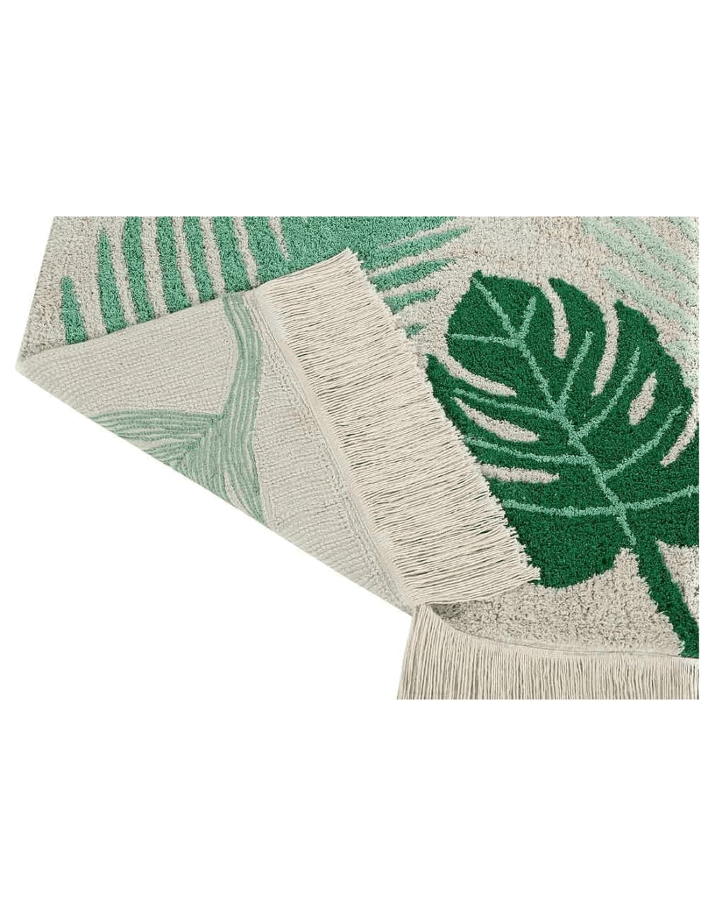 Tapis coton motif tropique feuilles vert 140x200 — vue 4