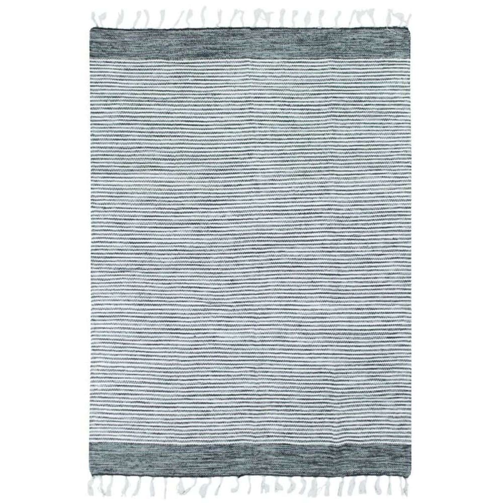 Tapis en coton bandes gris-blanc 120x170