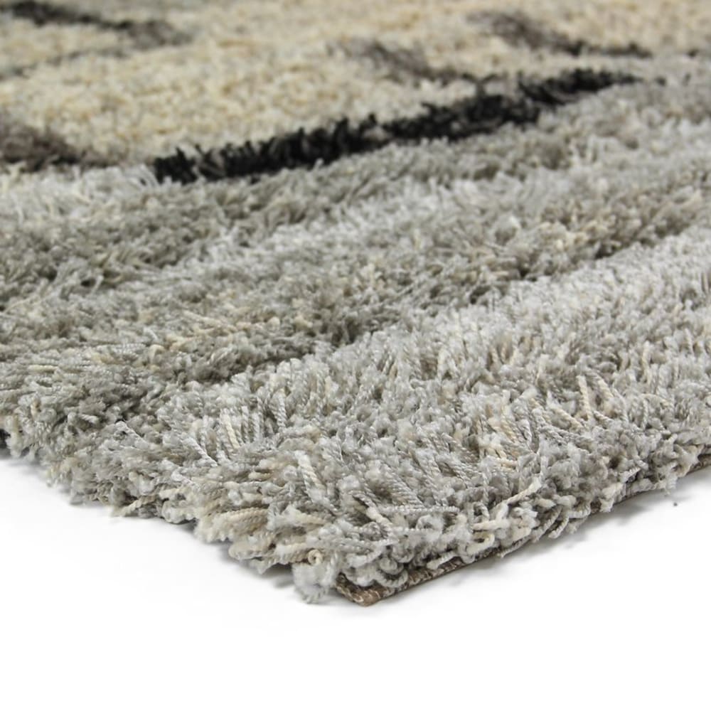 Tapis à poils longs motifs carrés gris 120x170 — vue 4