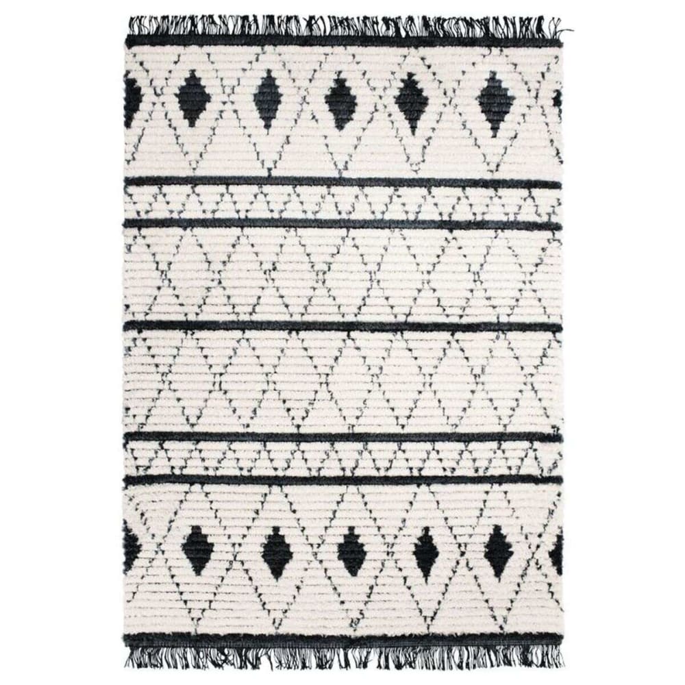 Tapis berbère tout doux à motifs losanges beige et gris foncé 120x170