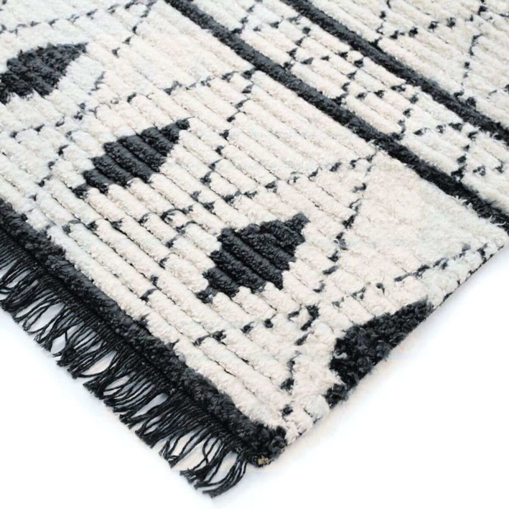 Tapis berbère tout doux à motifs losanges beige et gris foncé 120x170 — vue 4