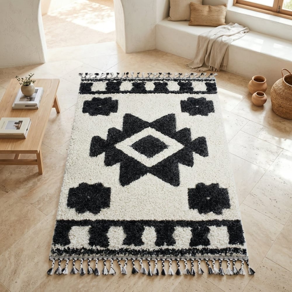 Tapis berbère crème et gris à effet relief 120x170 — vue 4