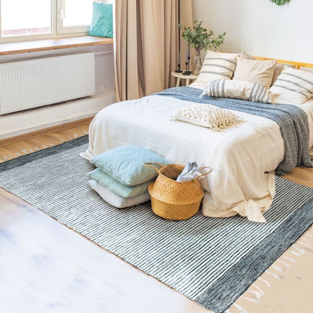 Tapis en coton bandes gris-blanc 160x230 — vue 3