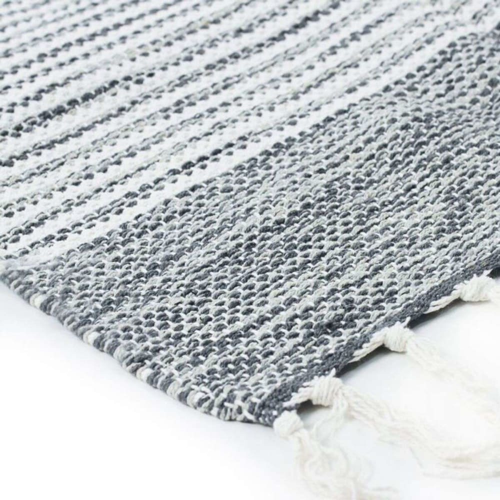 Tapis en coton bandes gris-blanc 160x230 — vue 4