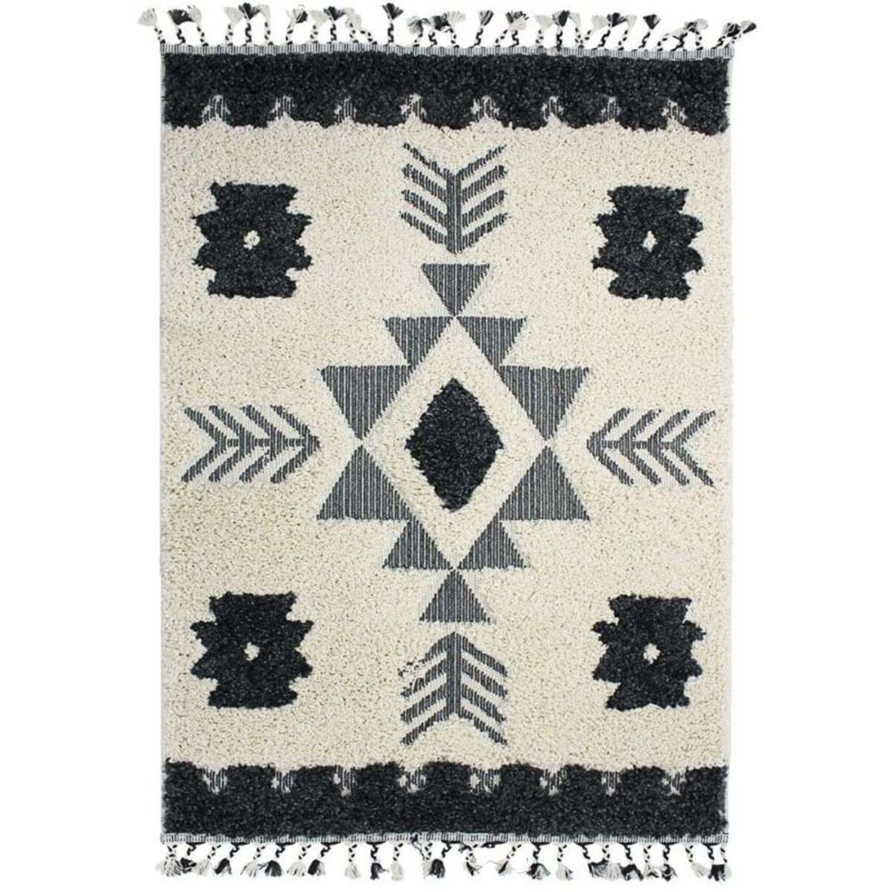 Tapis berbère à effet relief crème et gris foncé 120x170