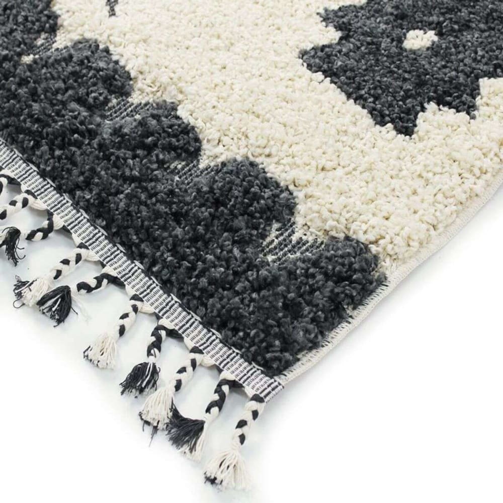 Tapis berbère à effet relief crème et gris foncé 120x170 — vue 3