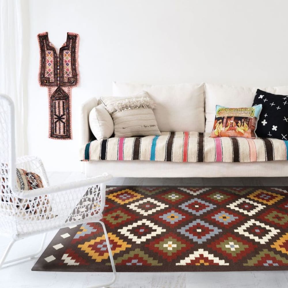 Tapis en laine à motifs aztèques marron 160x230 — vue 3