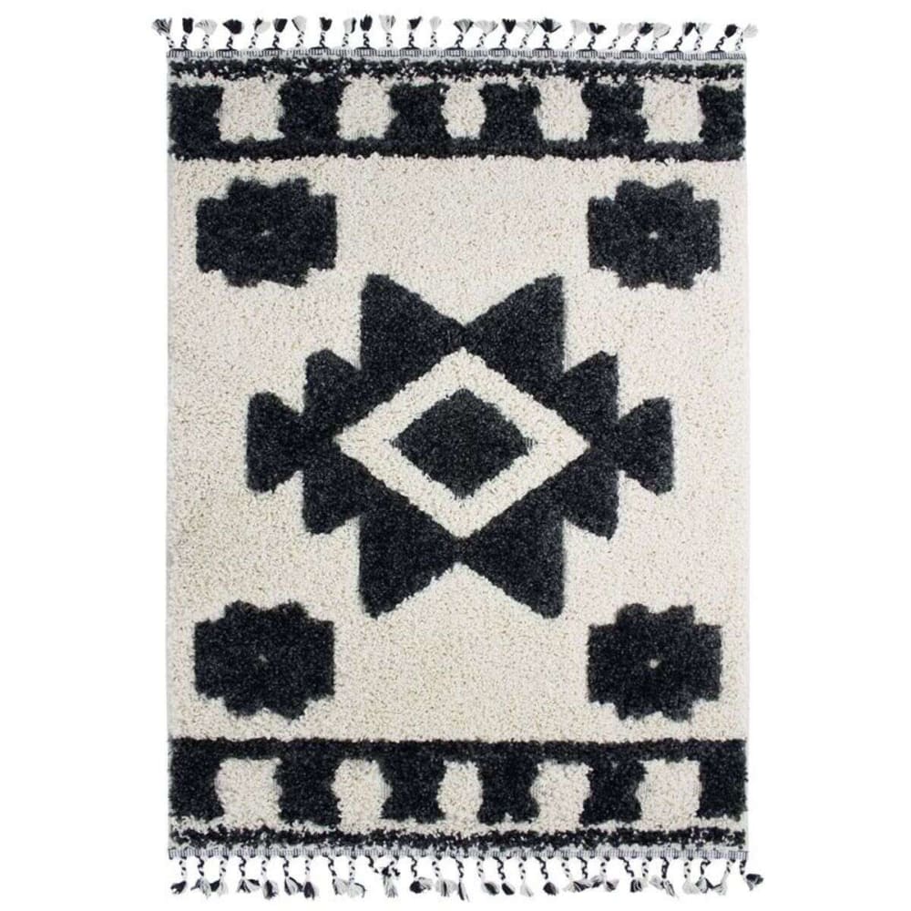 Tapis berbère à effet relief crème et gris 160x230