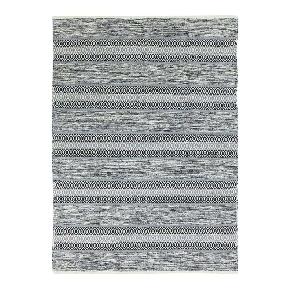 Tapis en coton esprit ethnique noir et blanc 120x170