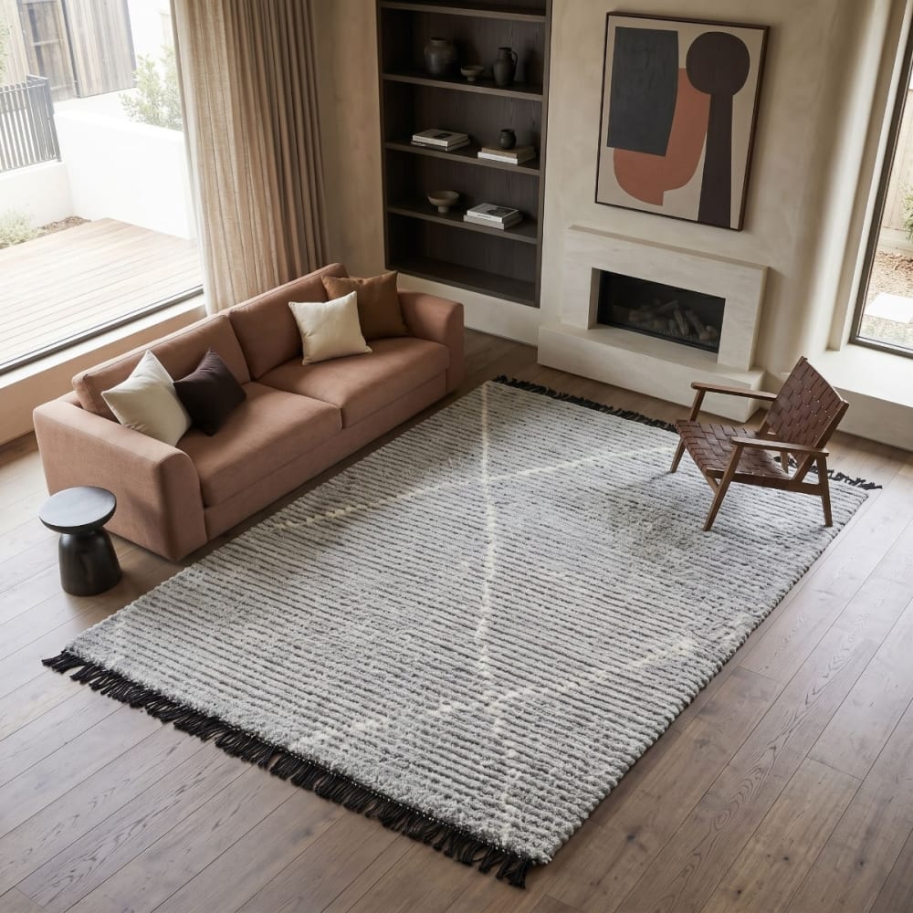 Tapis moderne tout doux à motif lignes beige et gris clair 160x230 — vue 3