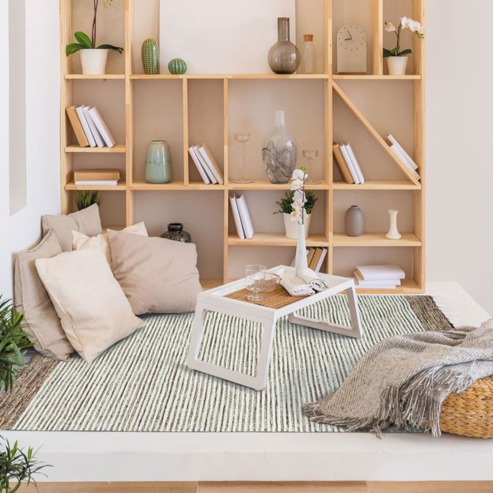 Baumwollteppich streifen sand weiß 120x170 - Maisons du Monde