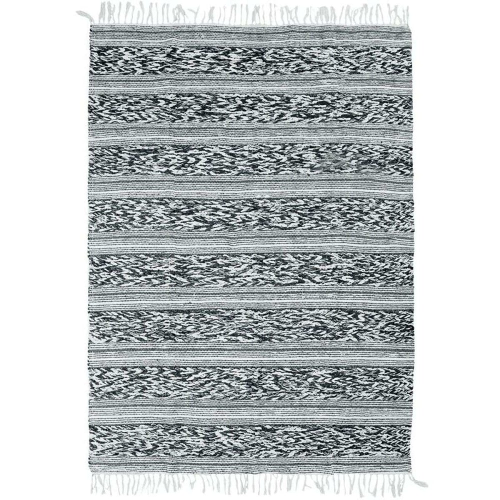 THE DECO FACTORY Tapis Terra - 120 x 170 cm - Bande relief blanc et noir