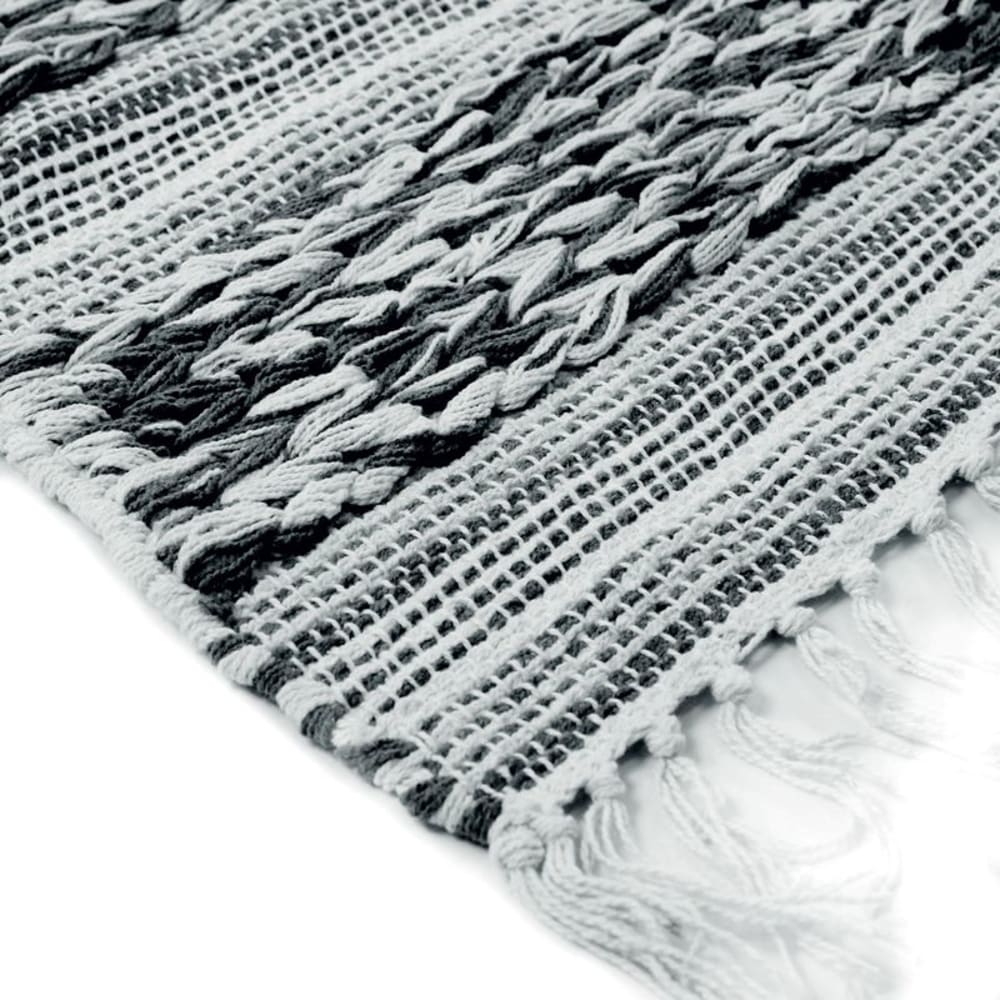 Tapis en coton bande relief blanc-noir 160x230 — vue 4