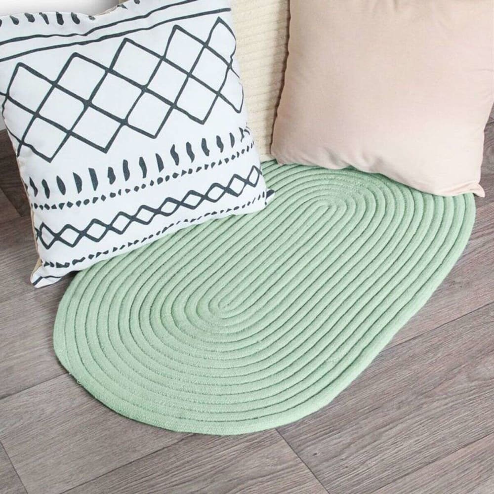 Tapis en coton effet cordage vert basilic 50x80 — vue 3