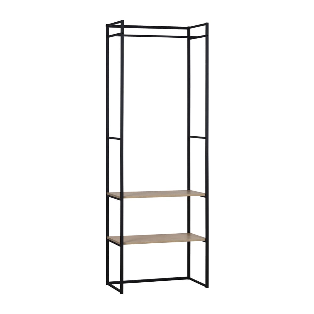 Portant vêtements industriel en bois et métal noir 70x200cm