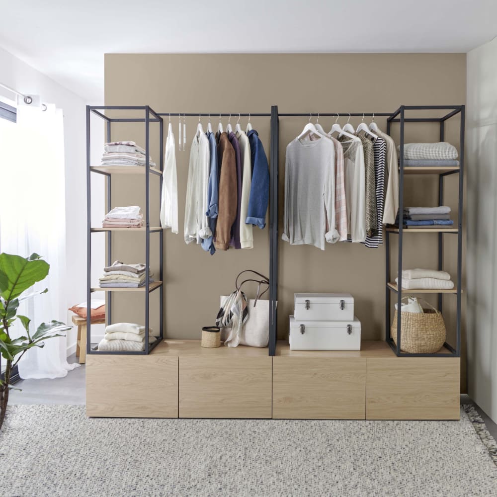 Portant vêtements bois et métal  - Lot de 2