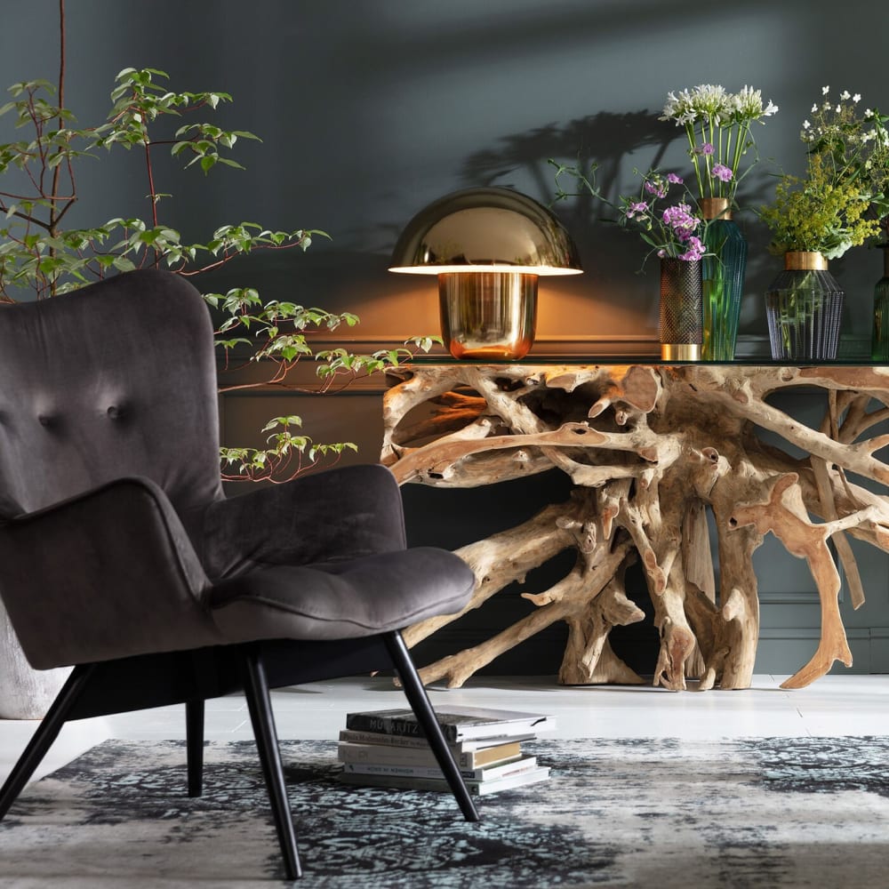 Kare Design Tischleuchte in Pilzform aus Stahl in Gold, H44cm style modern Gold Stahl