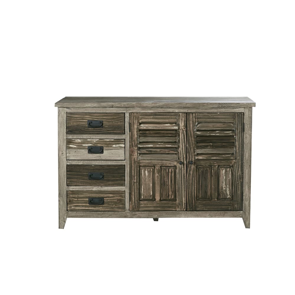 Sideboard mit 2 Türen und 4 Schubladen aus recyceltem Kiefernholz