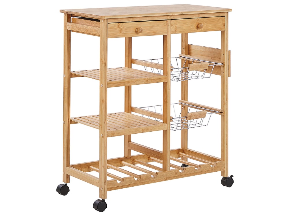 carrito de cocina  bambu marron claro