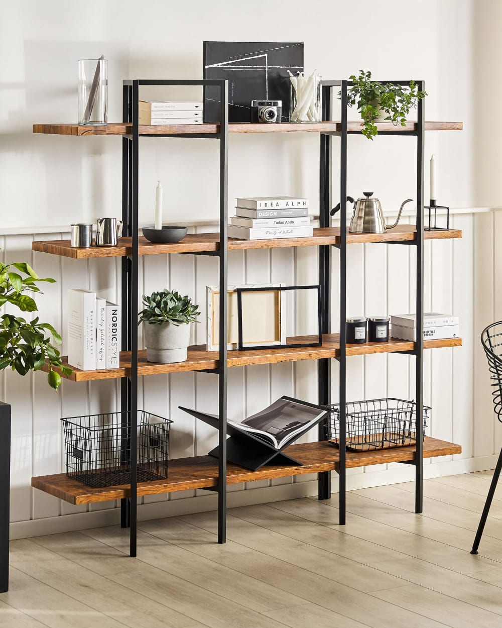 Bibliothèque 4 étagères 165 cm marron foncé