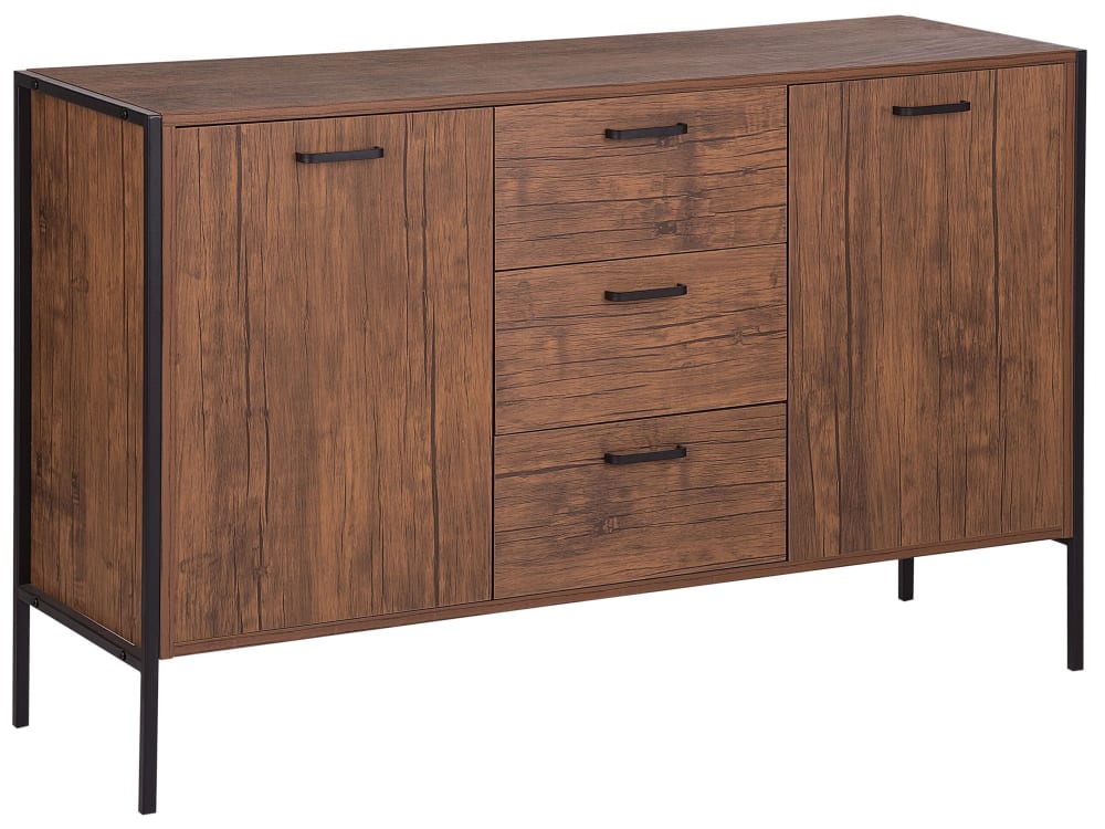 Beliani Sideboard mit 2 Türen aus Holzwerkstoff 78cm, braun style landhaus - Spanplatte