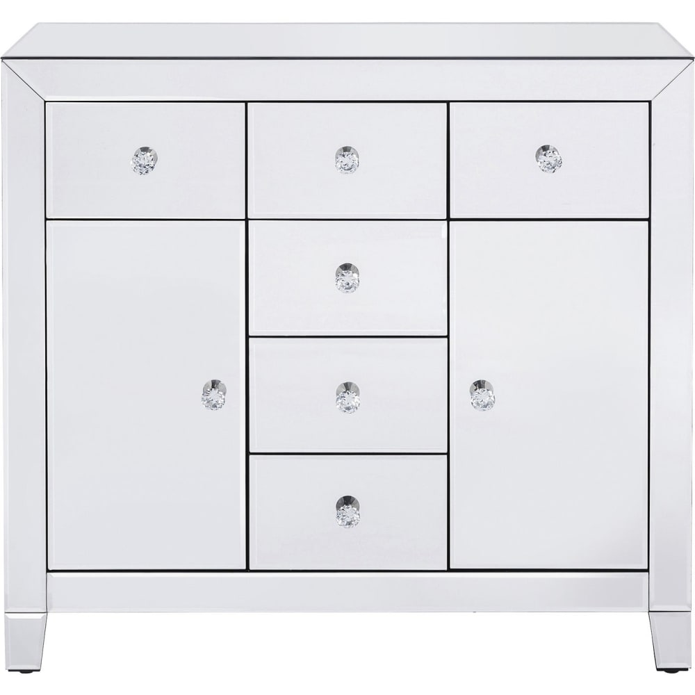 Cómoda espejo 2 puertas 6 cajones 88 x 41cm
