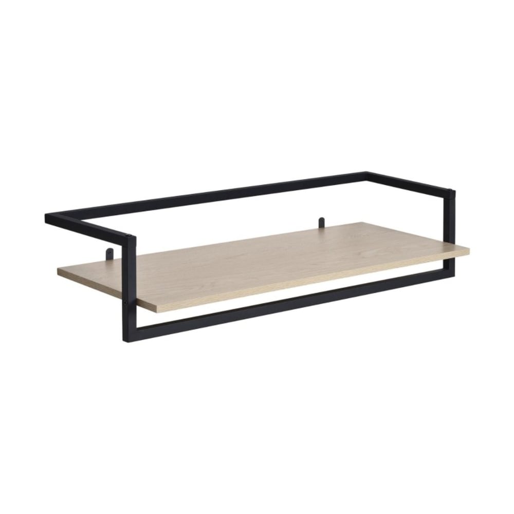 Etagère penderie murale bois et métal noir 90x34,5cm