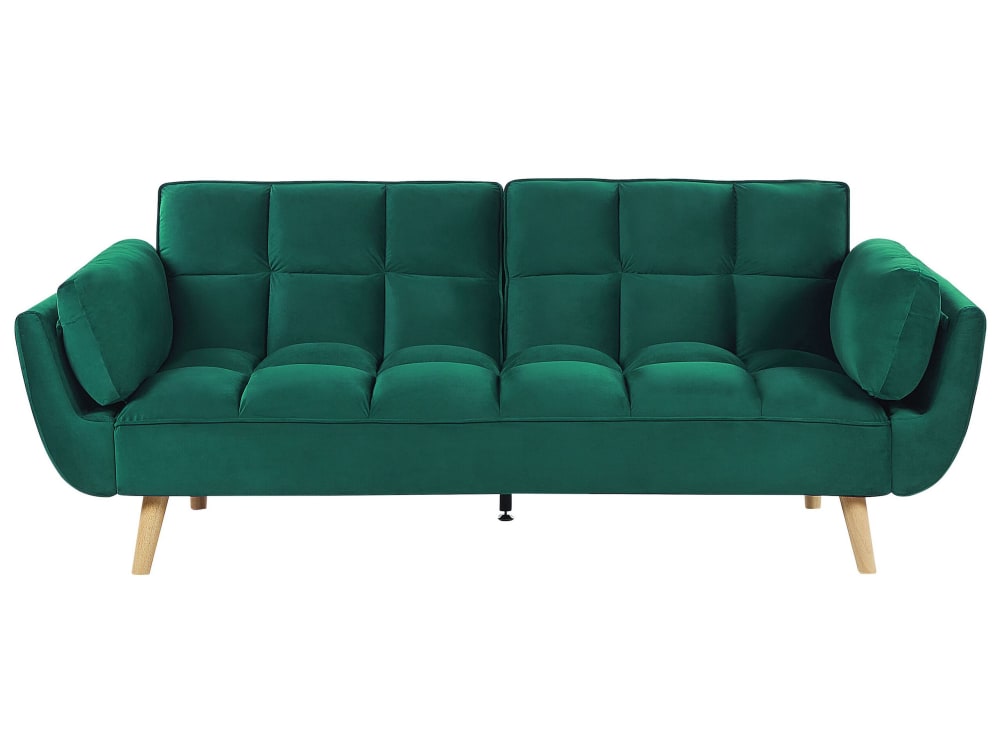 Schlafsofa 3 Personen Aus Samtstoff, GrüN
