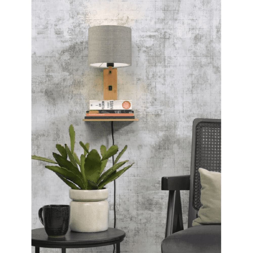 Applique bambou/lin avec tablette H36cm - Maisons du Monde