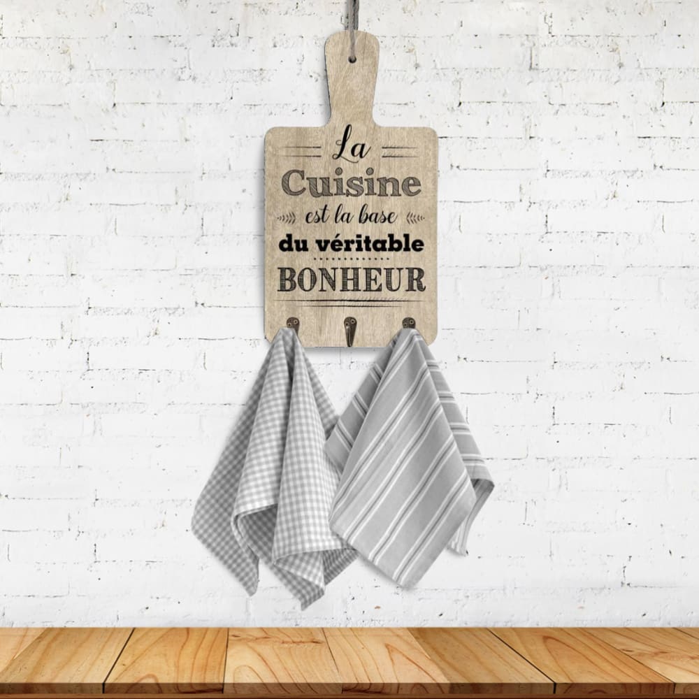 Patère 3 crochets à torchons beige 18x35cm - Maisons du Monde