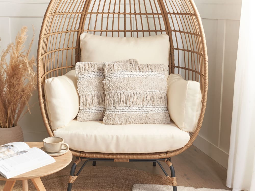 Lot de 2 coussin décoratifs en tissu beige 45x10cm