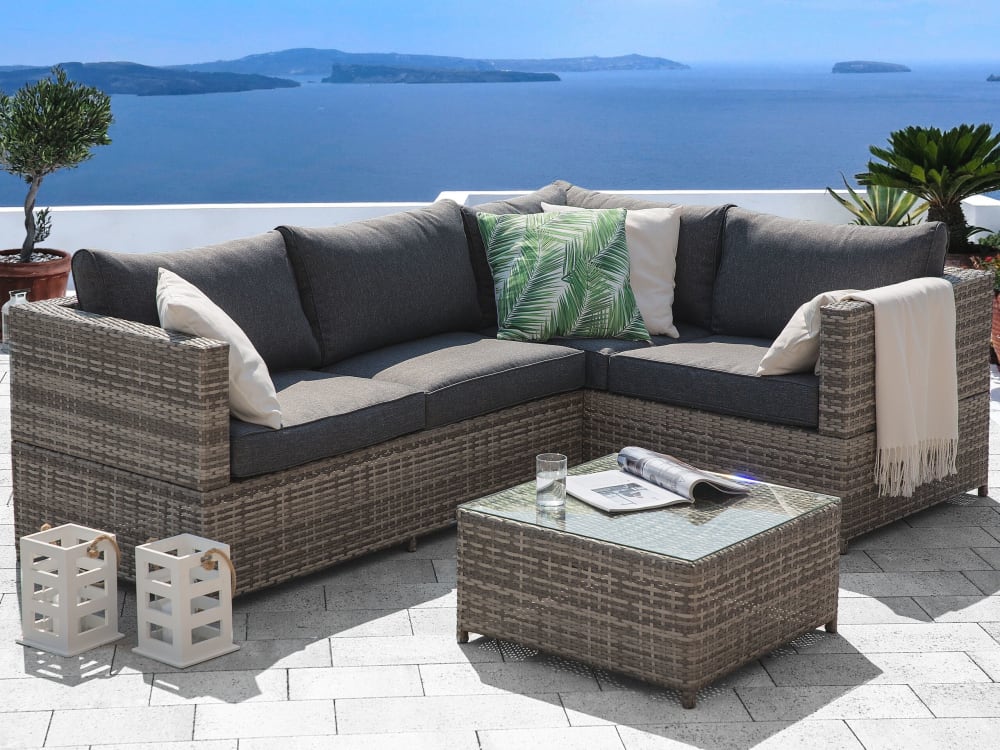 Outdoor Kissenbezug Set aus Stoff, grau - Maisons Du Monde