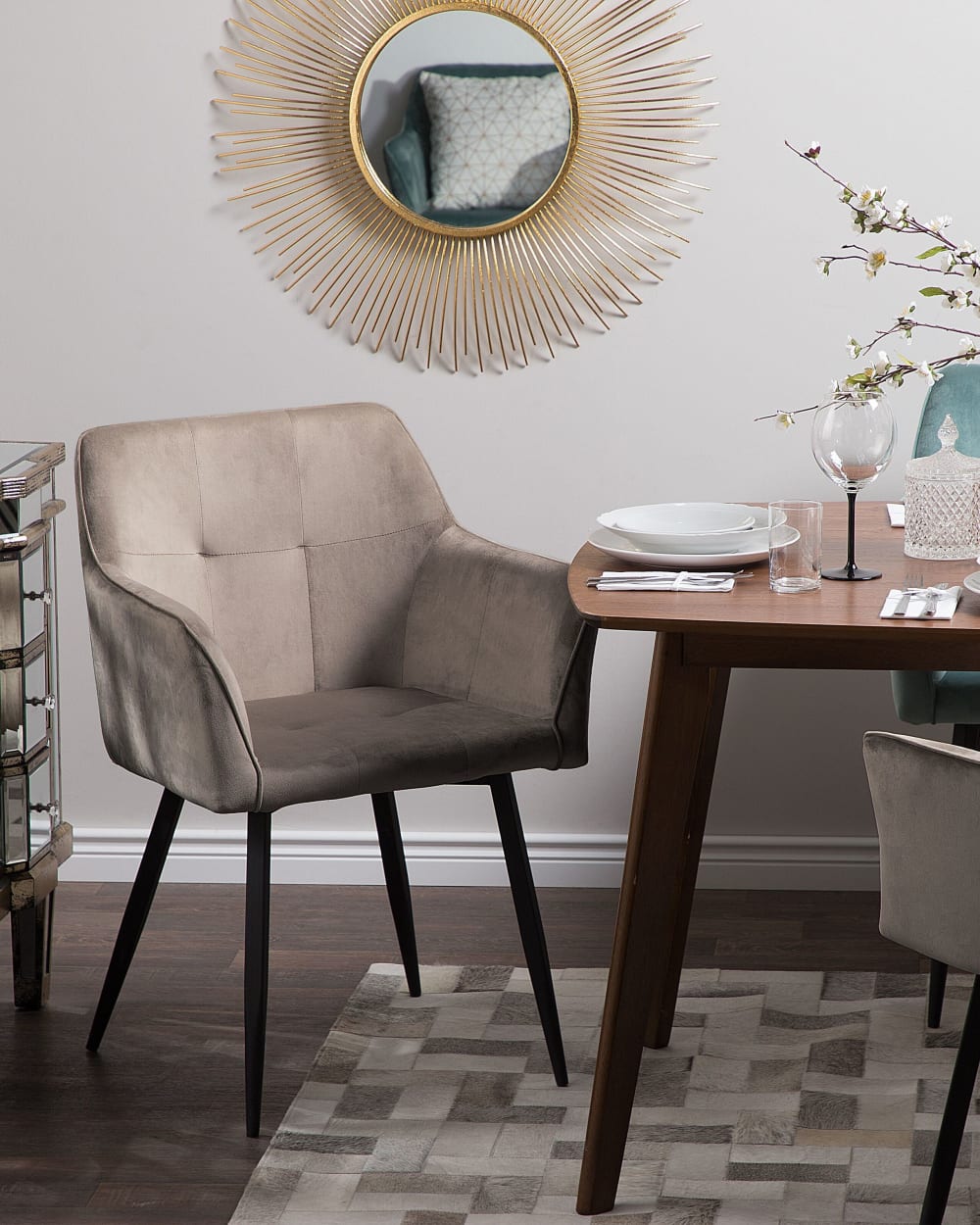 Lot de 2 chaises de salle à manger en tissu beige 59x85cm