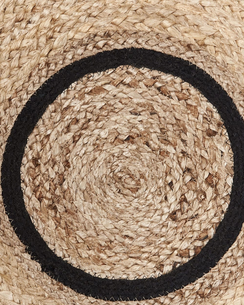 Tapis rond tressé beige et noir D140cm — vue 4
