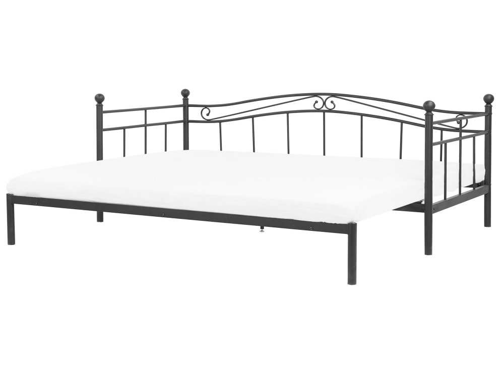 Lit extensible en métal noir 80/160 x 200 cm
