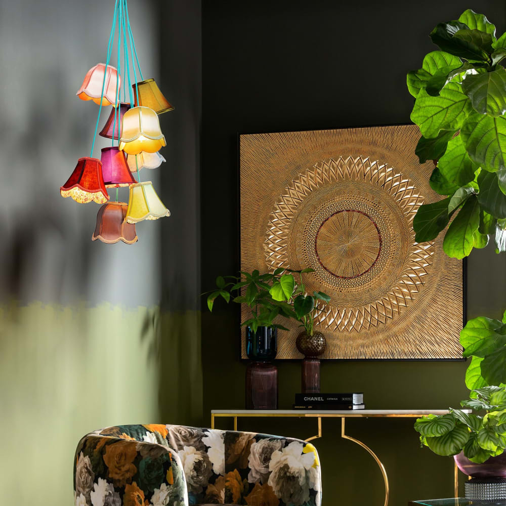 Suspension bohème 9 abat-jours en tissu - Maisons du Monde