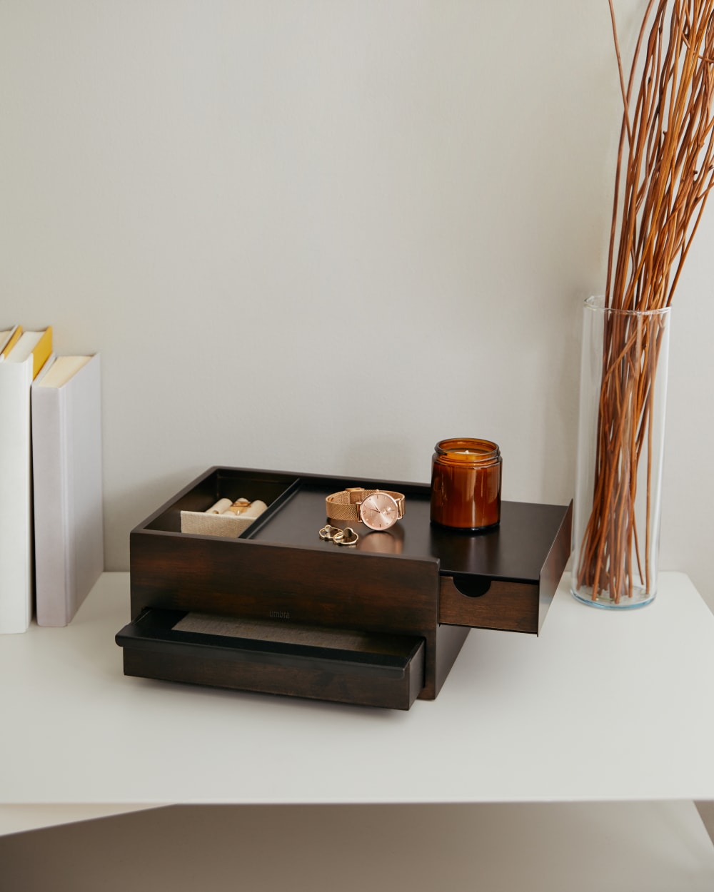 Grande boîte à bijoux en bois coloris noyer et métal noir - Maisons du Monde