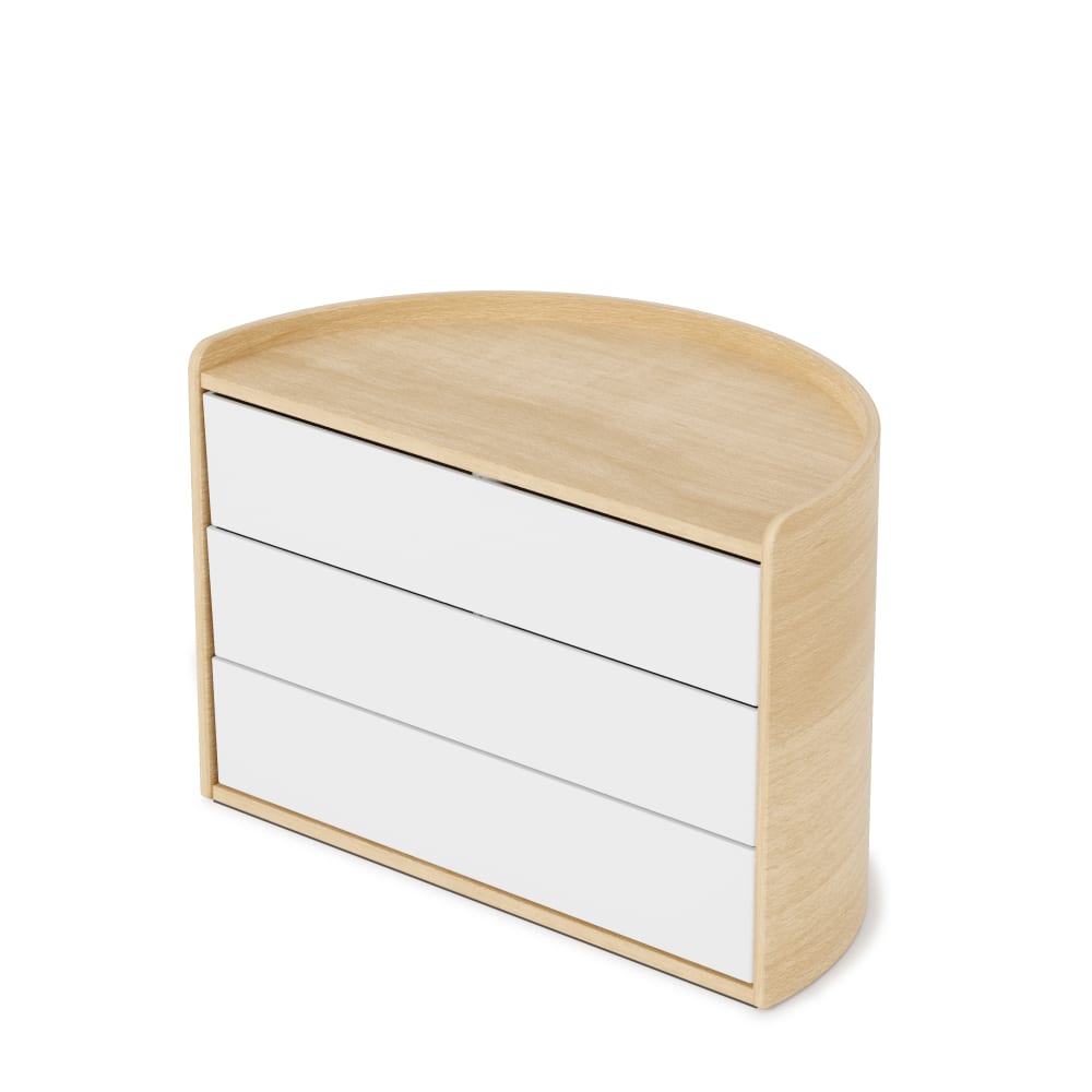 Coffret à bijoux 3 niveaux pivotants 26x15x19cm blanc et bois naturel Coffret à bijoux 3 niveaux pivotants 26x15x19cm blanc et bois naturel