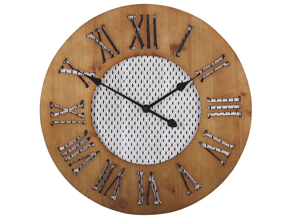 Beliani Wanduhr aus Holz 60cm, dunkler Holzfarbton style industrial Braun Holz