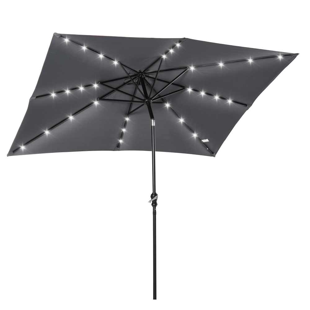 Parasol lumineux rectangulaire inclinable gris