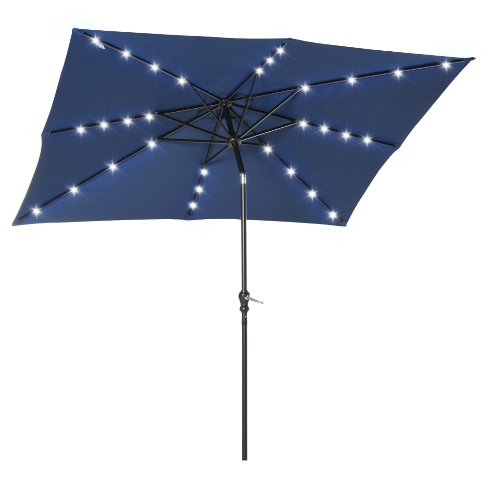 Parasol lumineux rectangulaire inclinable bleu
