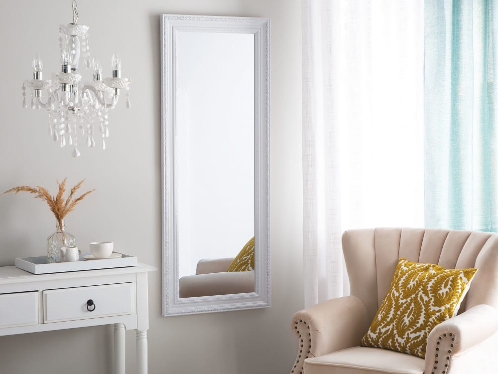 Miroir en matériaux synthétiques blanc 130x50