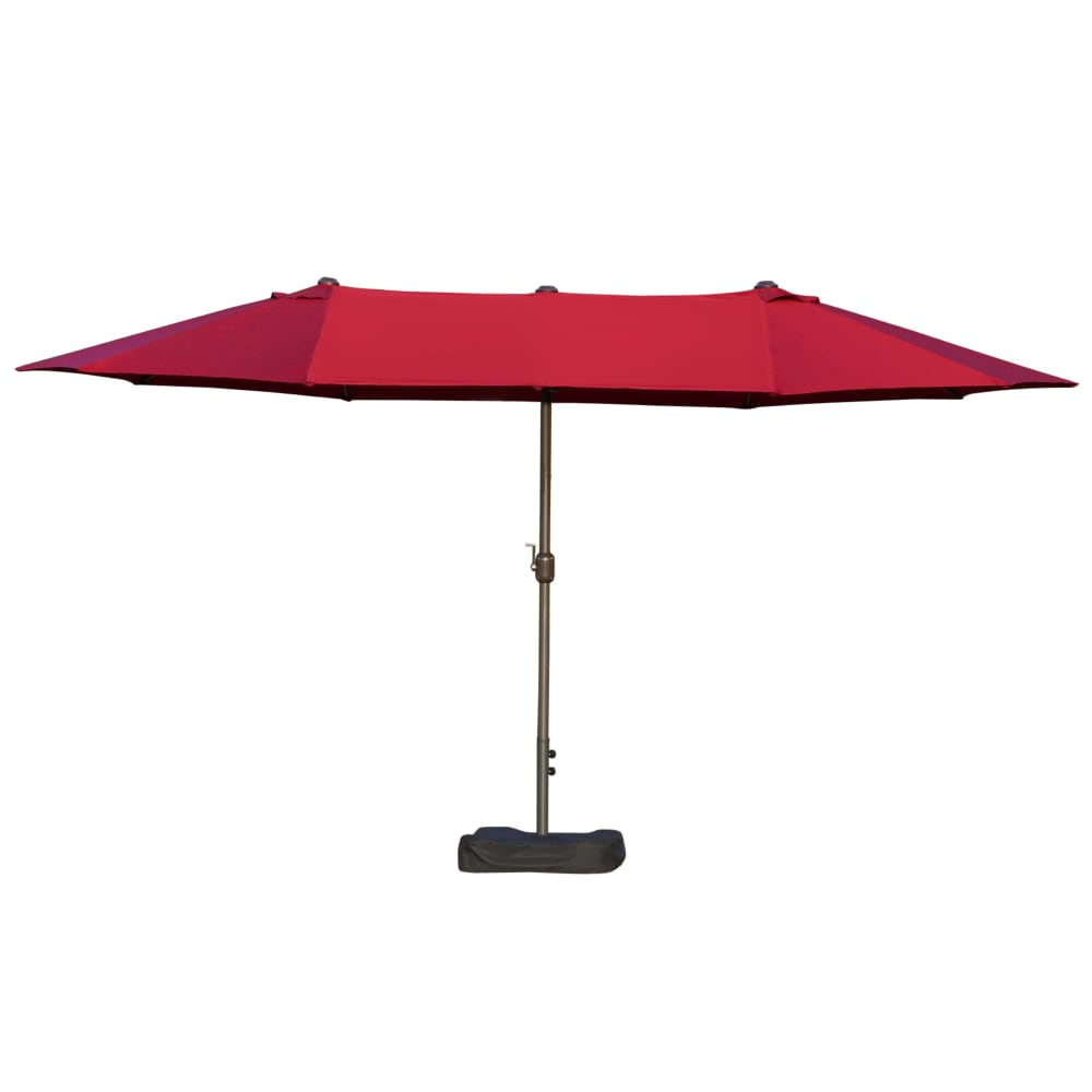 Parasol de jardin XXL pied contrepoids inclus acier polyester bordeaux