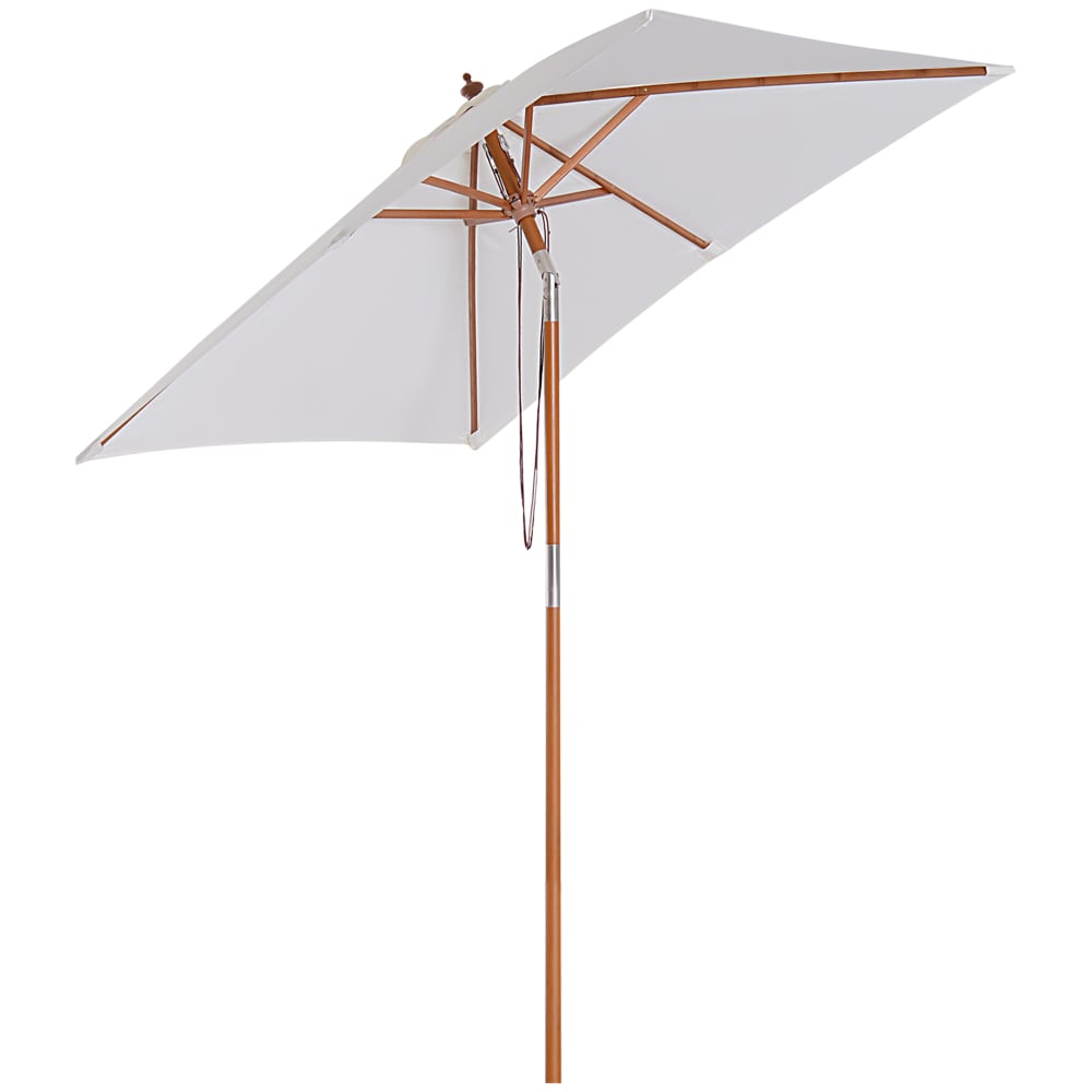 Parasol rectangulaire inclinable en bambou et bois massif crème