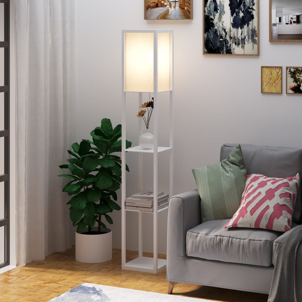 Homcom Regalamp H160cm 3 Etagen 4 Ebenen Weiß Weiß Holz